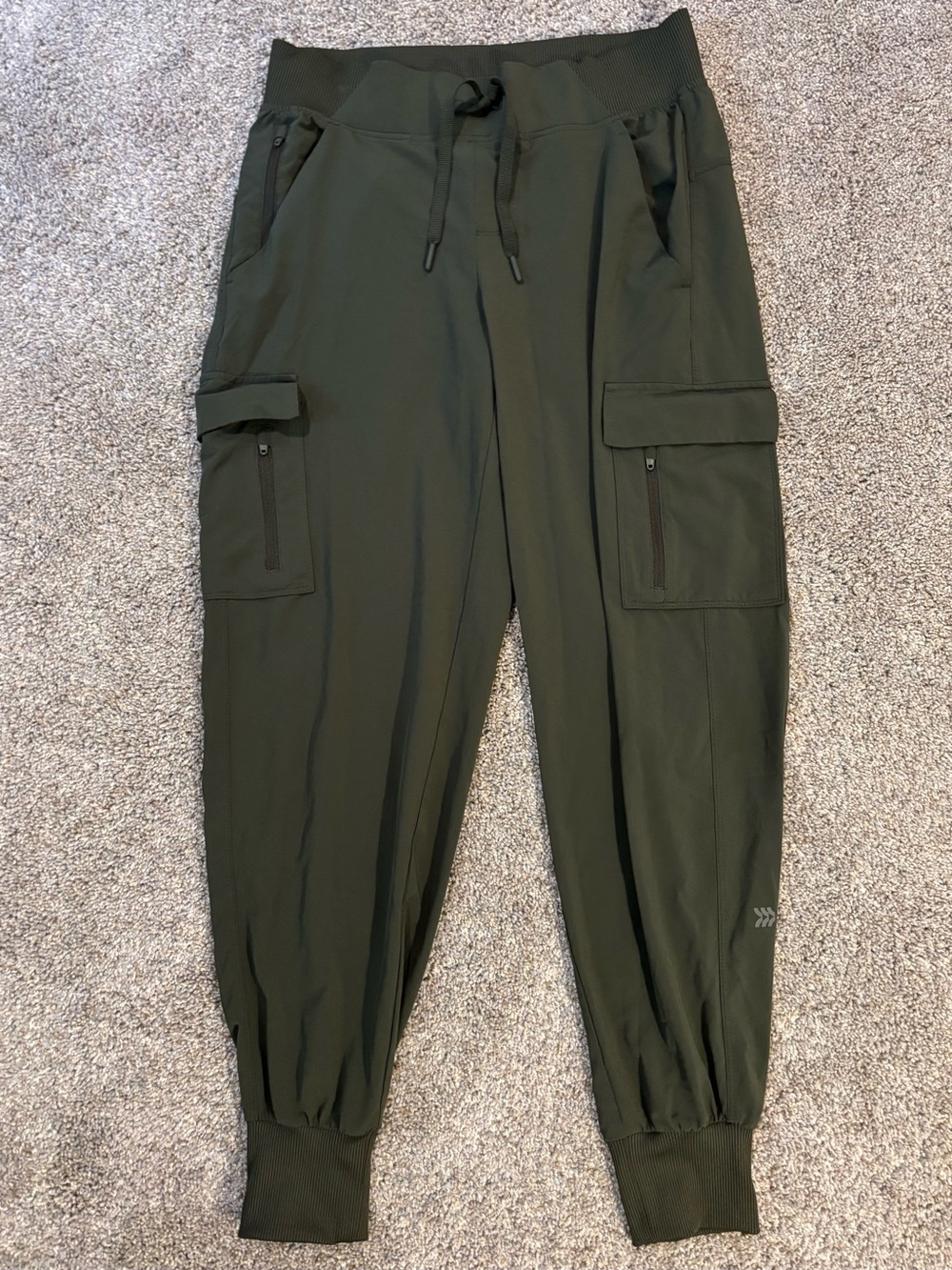 All in Motion Women's Green Cargo Jogger Hiking Pants Drawstring Pockets XS